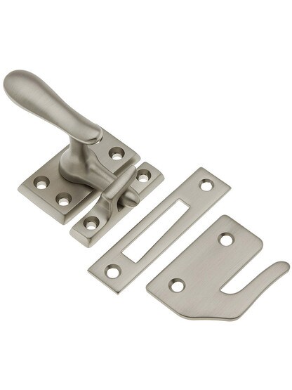 Large Solid Brass Casement Latch in Satin Nickel.
